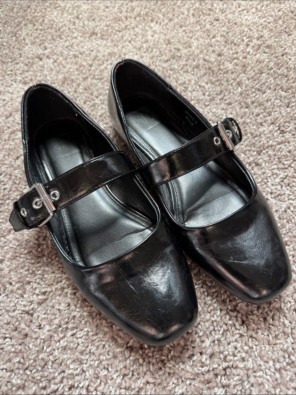 Dolce Vita Black Mary Jane Ballet Flats with Buckle Strap